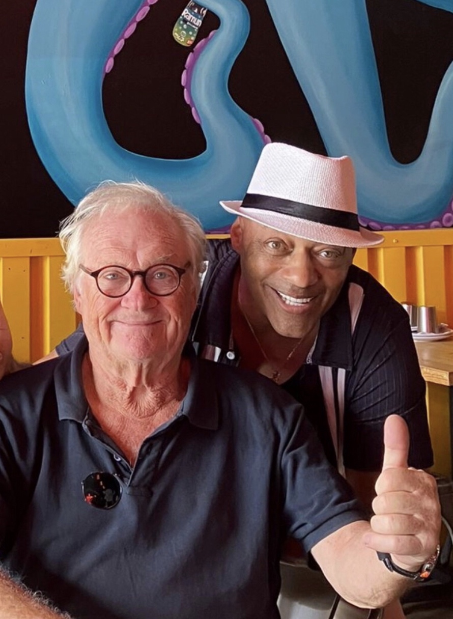 Blade and Vincent Vlasblom together in front of a painted mural