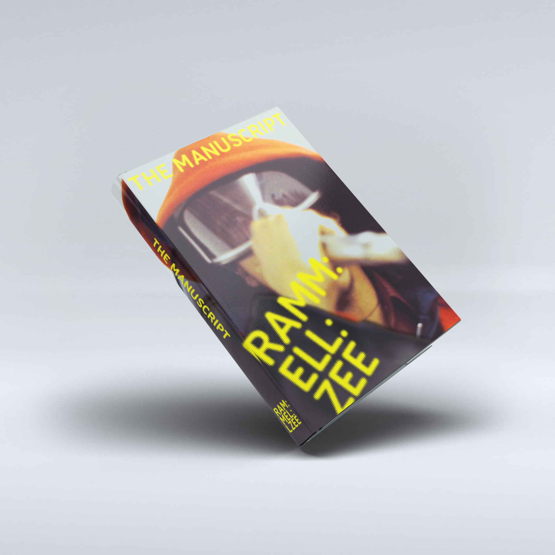 Book mock-up of RAMM:ΣLL:ZΣΣ — The manuscript on a red background