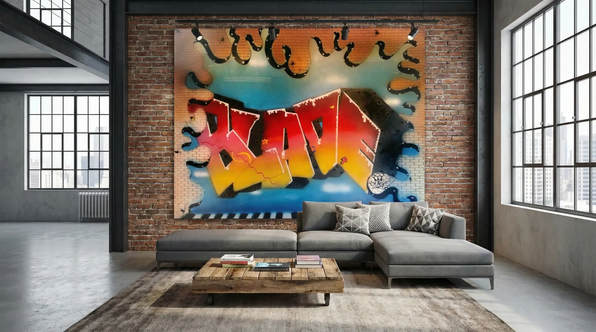 Blade's 'My Life's Inner Happiness Revealed' mural on a brick wall